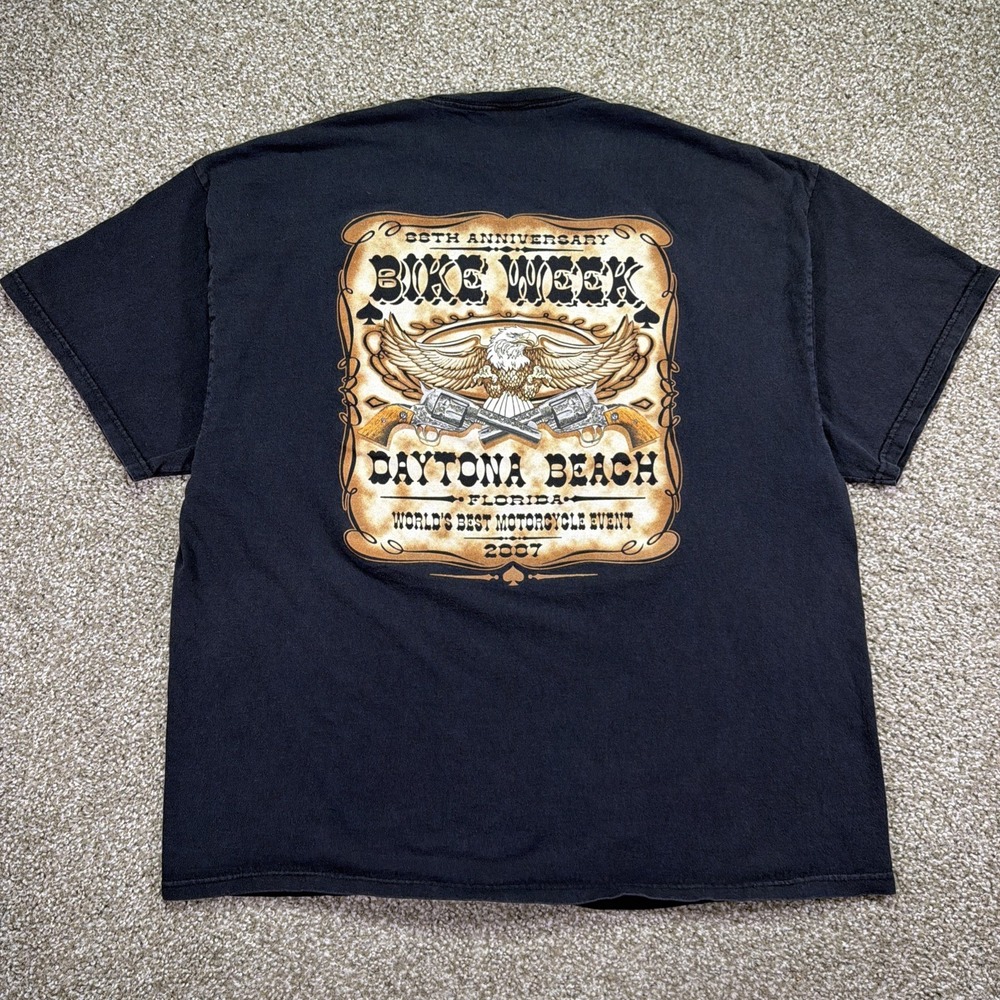 Vintage Daytona Bike Week Tee 2007 Eagle Guns Graphic Size 2XL